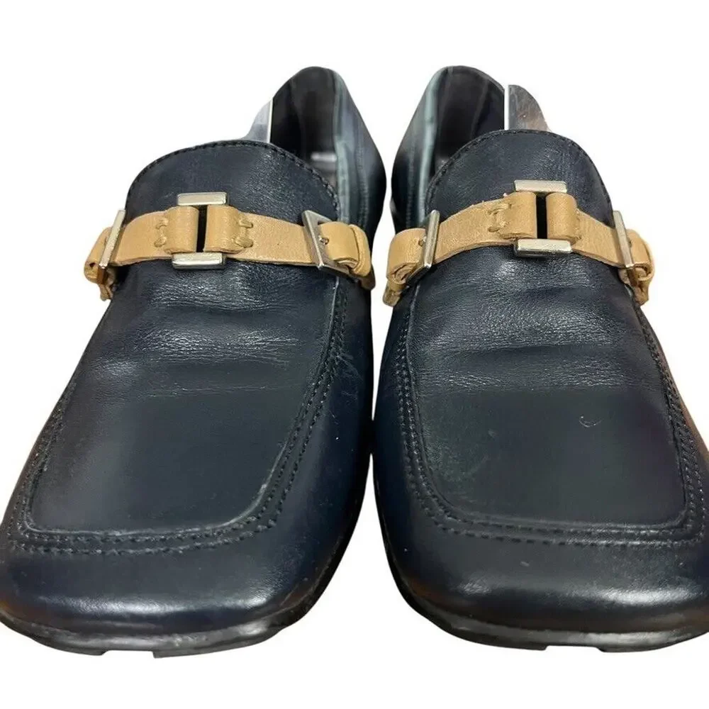 Enzo Angiolini Helene Womens Navy Square Toe Preppy Acedemia Flats Shoes 7